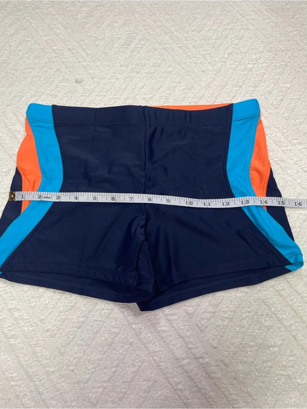 Arcweg Men's Colorblock Swim Shorts Blue and Orange Size Small
